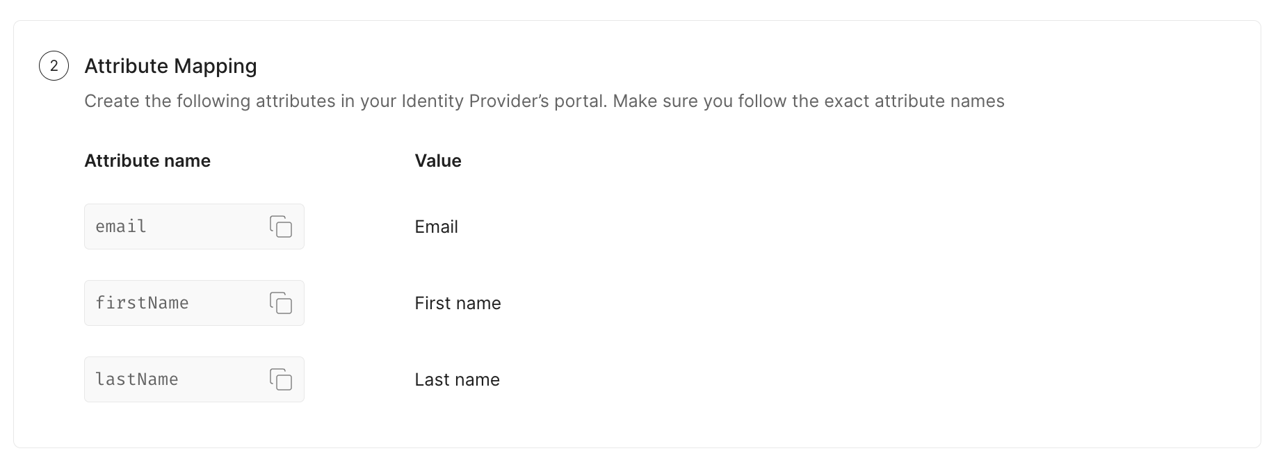 Check attributes on SSO Configuration Portal