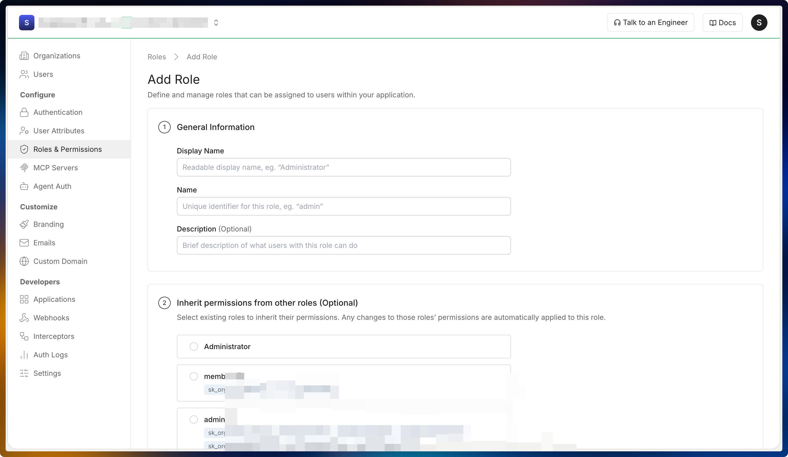 Scalekit roles configuration page showing list of application roles