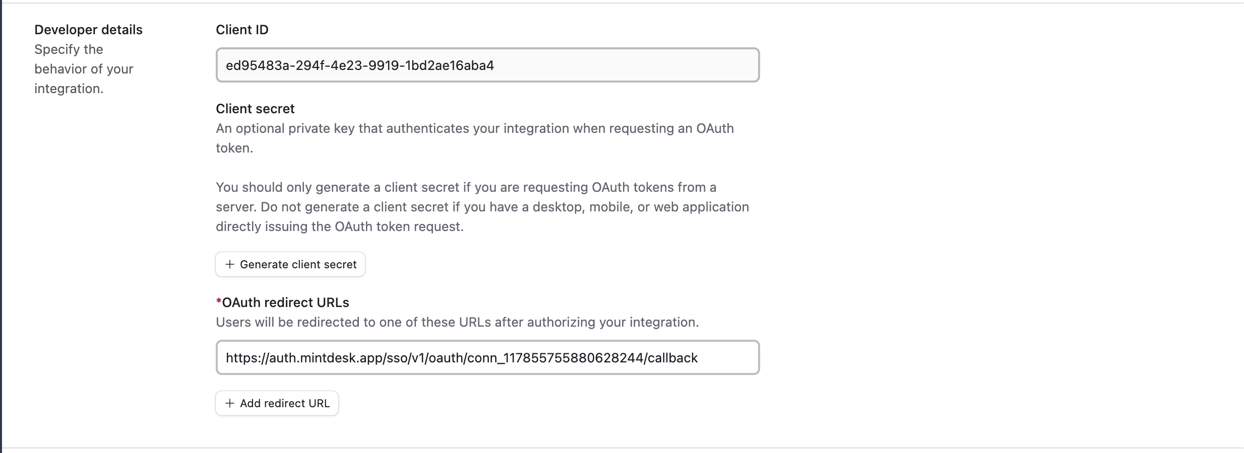 Copy Client ID and generate a client secret from Airtable developer details