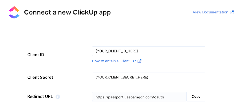 Get ClickUp Client ID and Client Secret